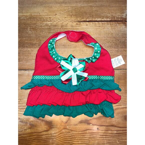 Boutique Baby Christmas Holiday Cloth Bib Polka Dot Ruffles - Picture 1 of 1